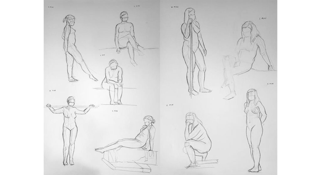 Katherine Tran, short pose figure drawings, 2021