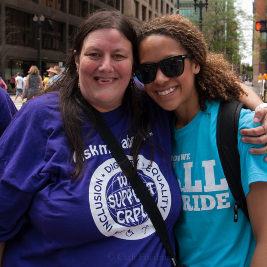 Self-advocate Tia Nelis and friend at Disability Pride Parade