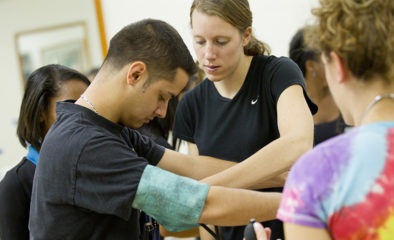 students taking blood pressure