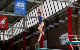 Cydney Liebenberg prepares to take off from the diving board